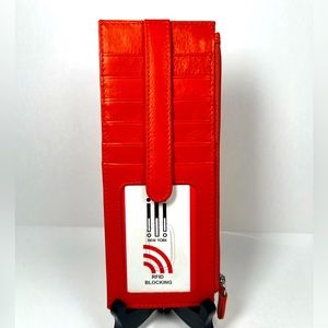 ILI New York Leather RFID Blocking Technology Protection Card Holder Zipper